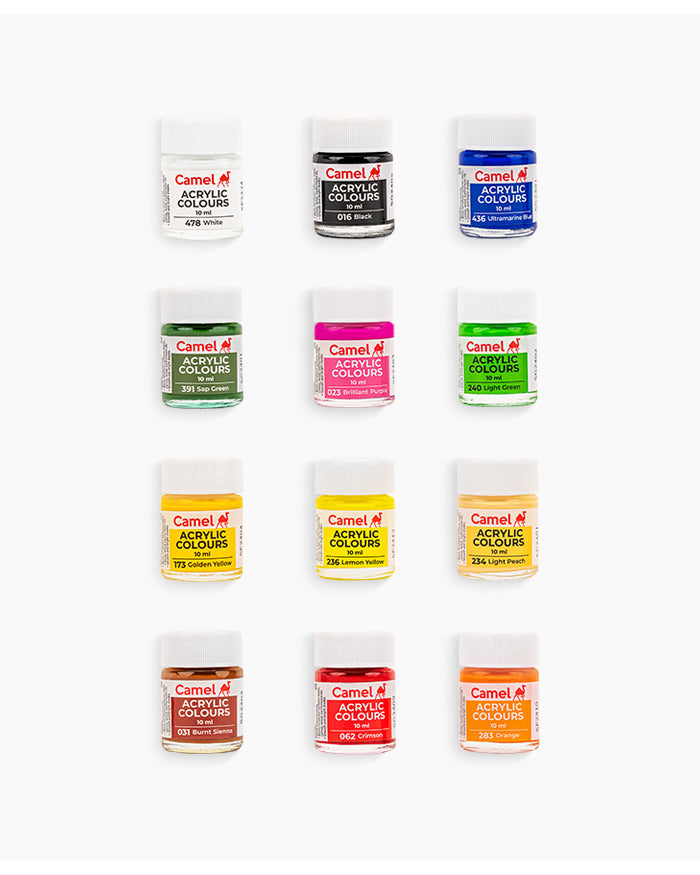 Camel Acrylic Colours - 12 shades in 10 ml