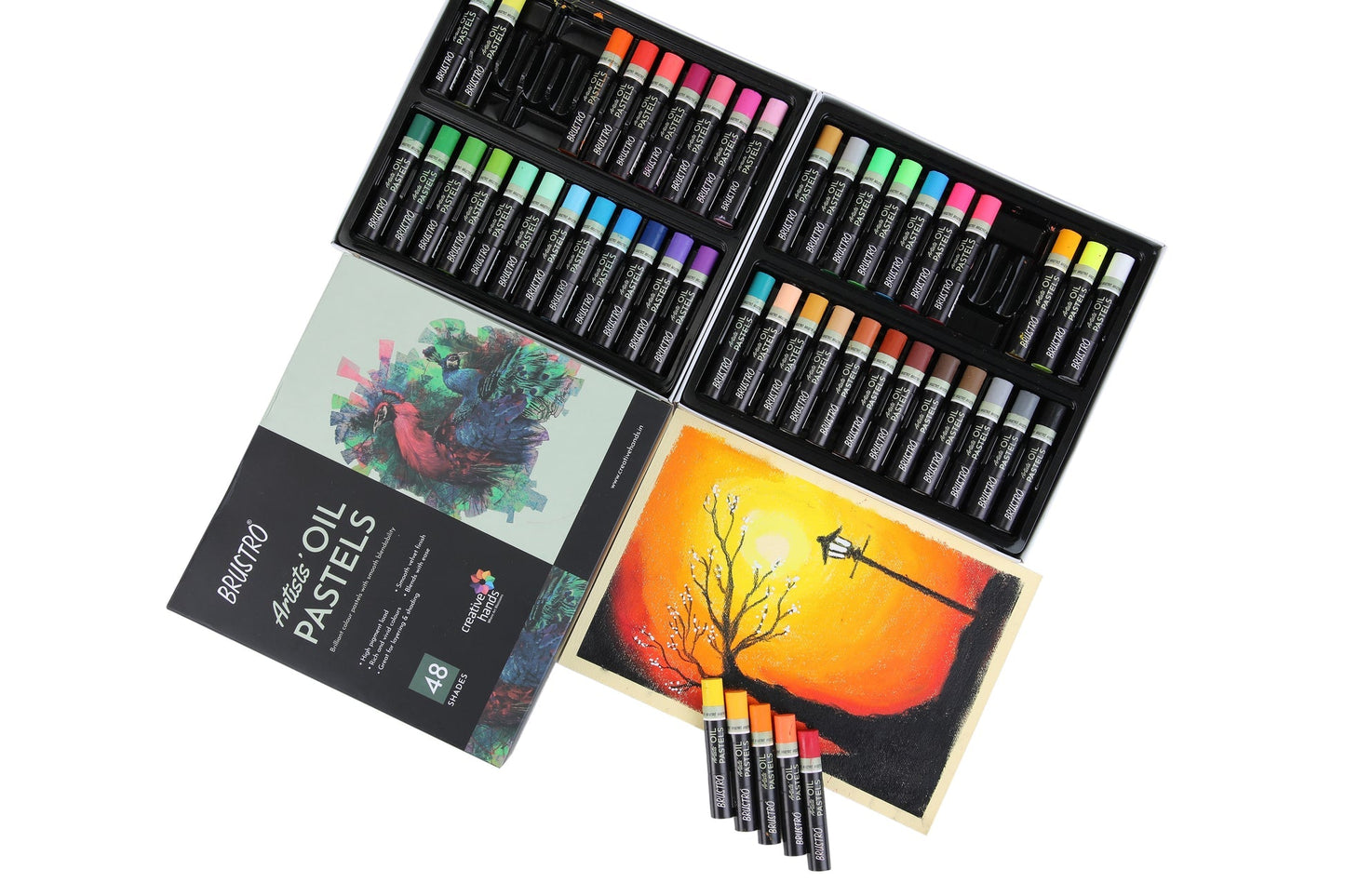 BRUSTRO Artists Oil Pastels | 48 Shades |Intermixing, Bright and Intense Colours