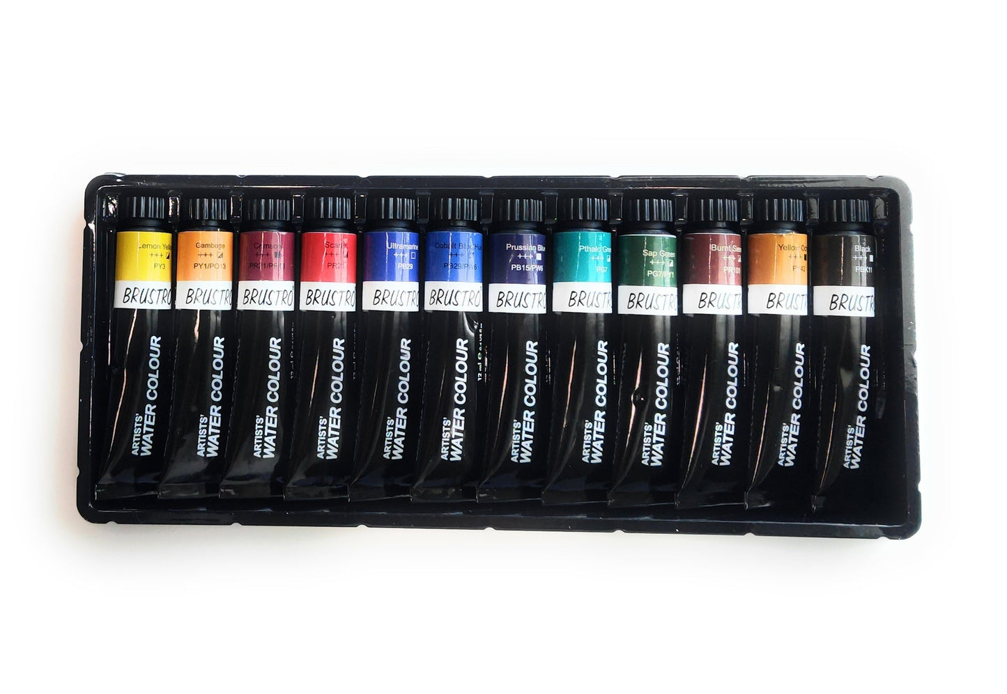 BRUSTRO Artist's Watercolour Paint | Set of 12 Colours X 12ML Tubes