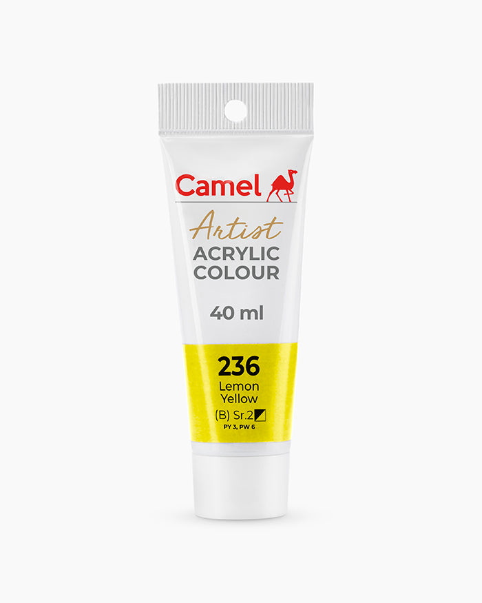 Camel Artist Acrylic Colours - Lemon Yellow (236) 40 ml tube