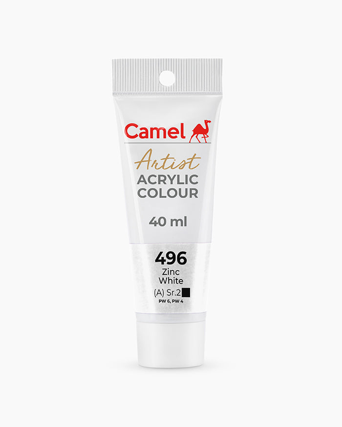 Camel Artist Acrylic Colours - Zinc White (496) 40 ml tube