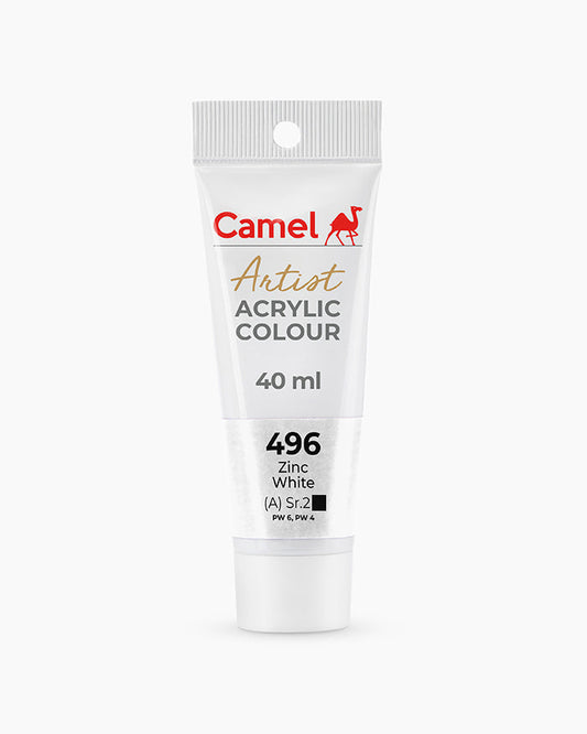Camel Artist Acrylic Colours - Zinc White (496) 40 ml tube