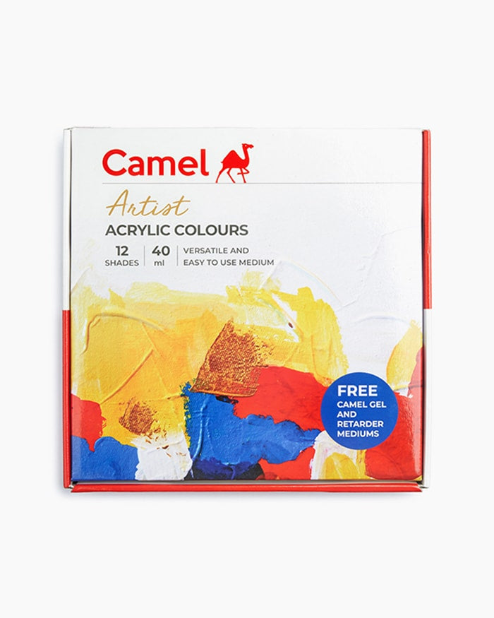 Camel Artist Acrylic Colours - 12 shades in 40 ml with Mediums