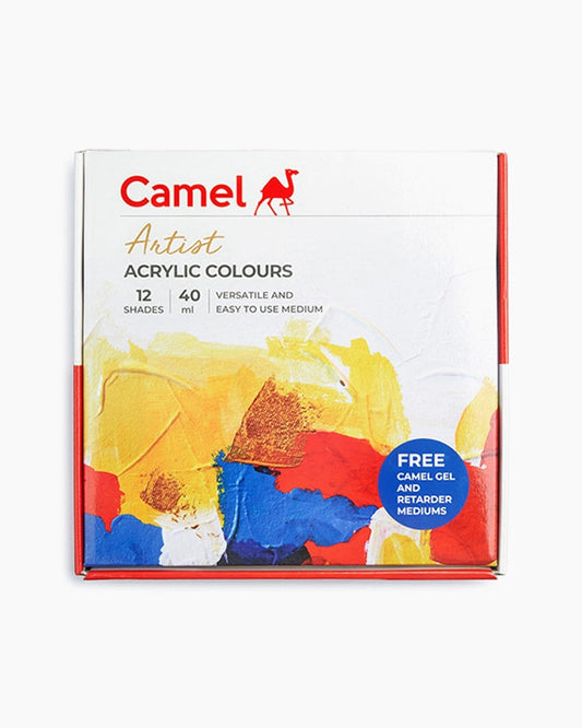 Camel Artist Acrylic Colours - 12 shades in 40 ml with Mediums