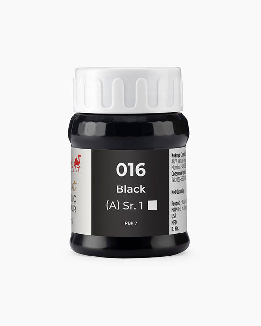 Camel Artist Acrylic Colours - Black (016) 500 ml jar