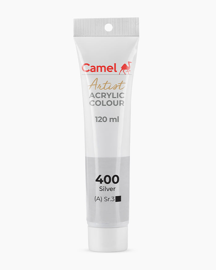 Camel Artist Acrylic Colours - Silver (400) 120 ml tube