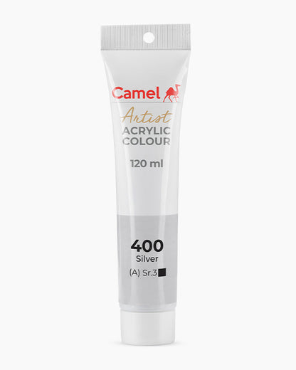 Camel Artist Acrylic Colours - Silver (400) 120 ml tube
