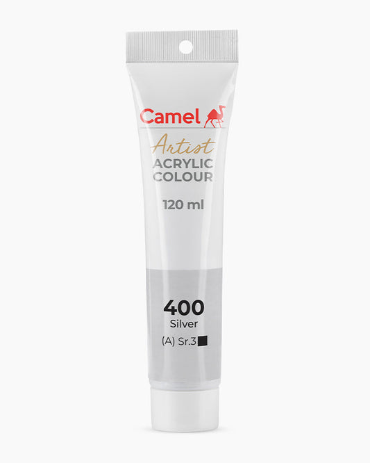 Camel Artist Acrylic Colours - Silver (400) 120 ml tube