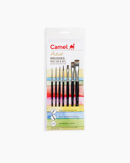 Camel  Artist  Brushes - 7 brushes, Round - Series 68 & Flat - Series 69