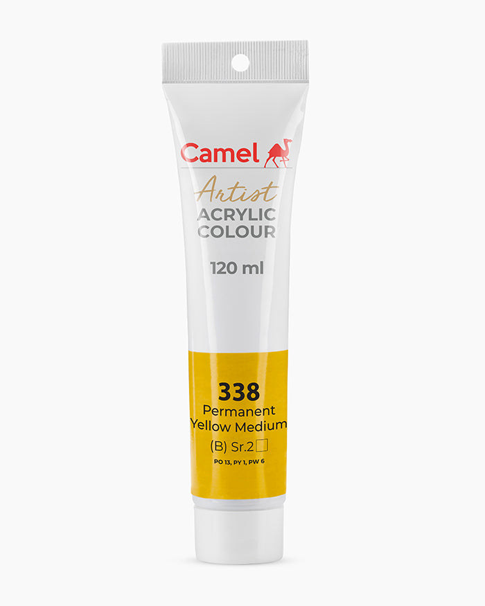Camel Artist Acrylic Colours - Permanent Yellow Medium (338) 120 ml tube