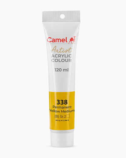 Camel Artist Acrylic Colours - Permanent Yellow Medium (338) 120 ml tube