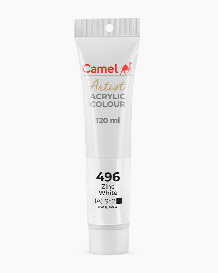 Camel Artist Acrylic Colours - Zinc White (496) 120 ml tube