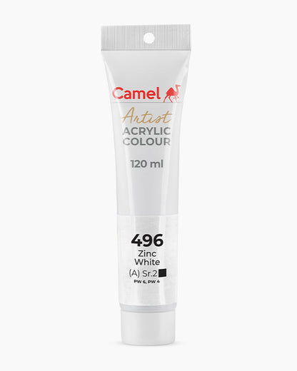 Camel Artist Acrylic Colours - Zinc White (496) 120 ml tube