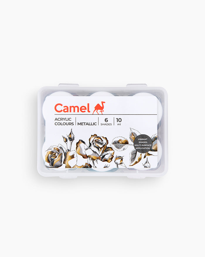 Camel Acrylic Colours - 6 shades in 10 ml, Metallic Range