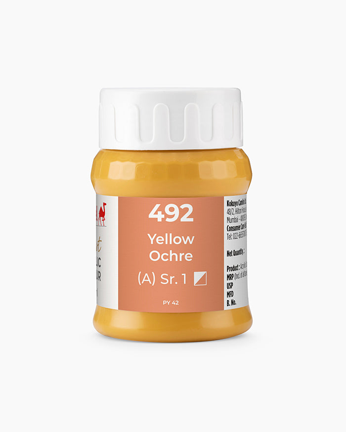Camel Artist Acrylic Colours - Yellow Ochre (492) 500 ml jar