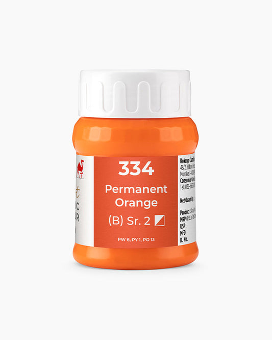 Camel Artist Acrylic Colours - Permanent Orange (334) 500 ml jar