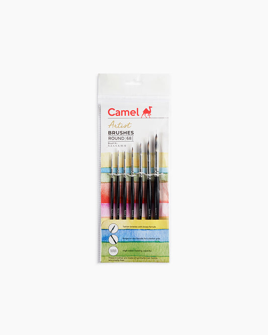 Camel Artist Brushes - Assorted pack of 7 brushes, Round - Series 68