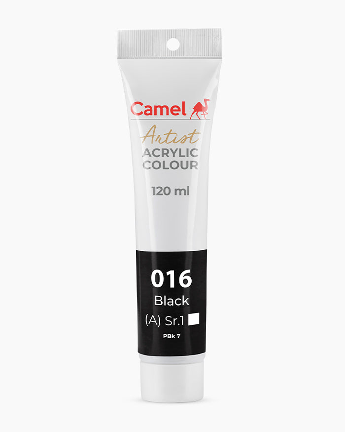 Camel Artist Acrylic Colours - Black (016) 120 ml tube