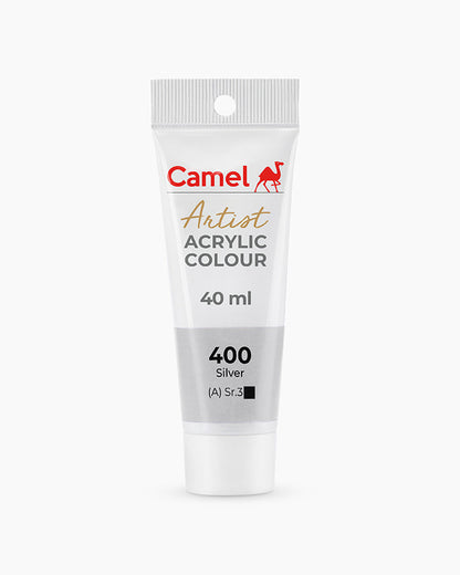Camel Artist Acrylic Colours - Silver (400) 40 ml tube