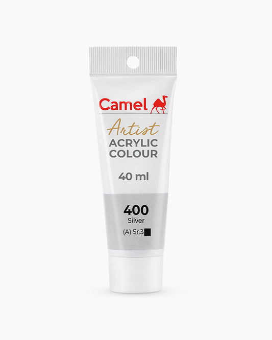 Camel Artist Acrylic Colours - Silver (400) 40 ml tube