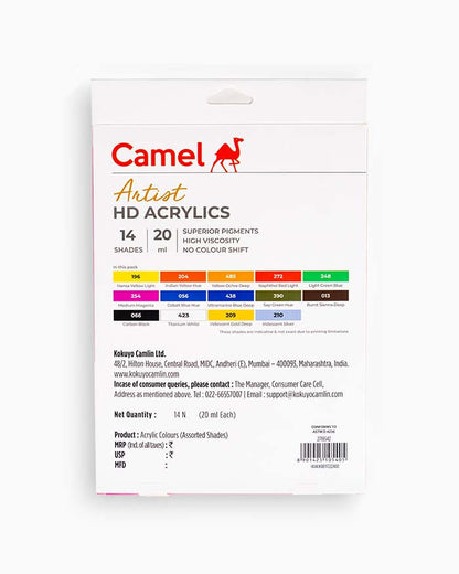 Camel Artist HD Acrylic Colours - 14 shades in 20 ml