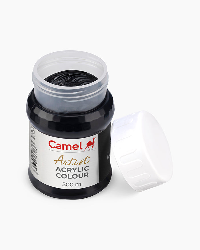 Camel Artist Acrylic Colours - Black (016) 500 ml jar