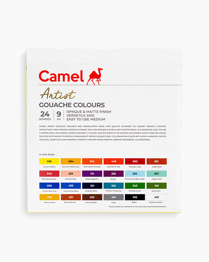 Camel Artist Gouache Colours - 24 Shades with Brushes