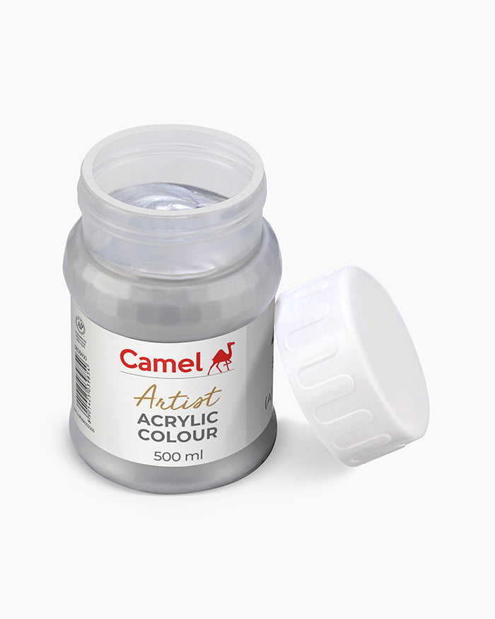 Camel Artist Acrylic Colours - Silver (400) 500 ml jar