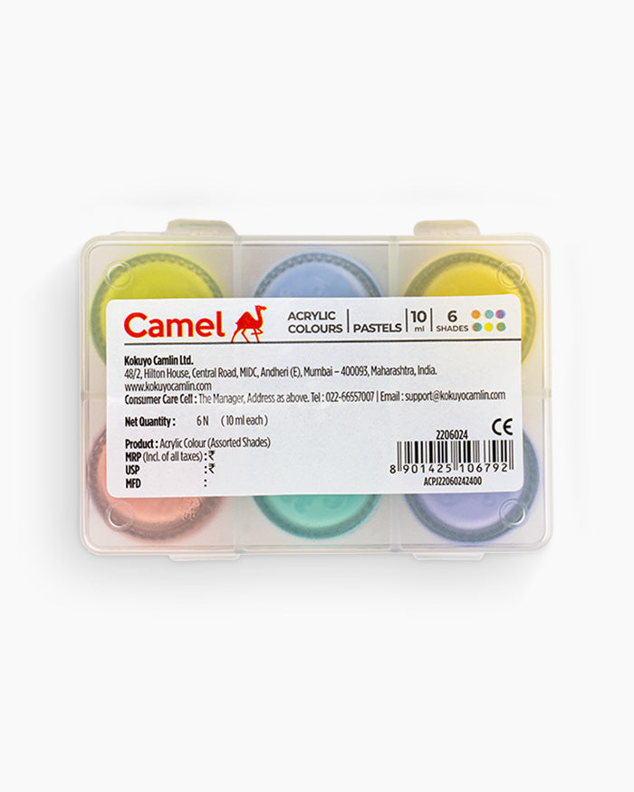 Camel Acrylic Colours - 6 shades in 10 ml, Pastels Range