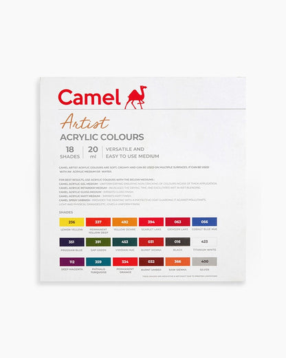 Camel Artist Acrylic Colours - 18 shades in 20 ml