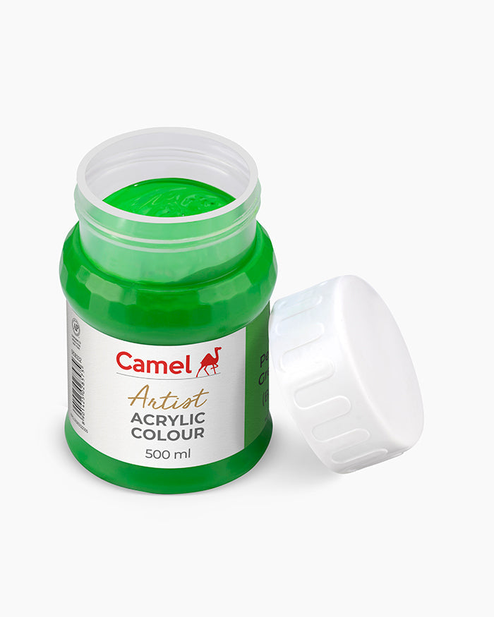 Camel Artist Acrylic Colours - Permanent Green Light (332) 500 ml jar