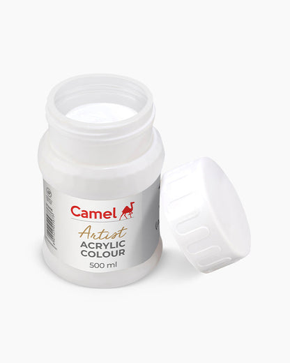 Camel Artist Acrylic Colours - Zinc White (496) 500 ml jar