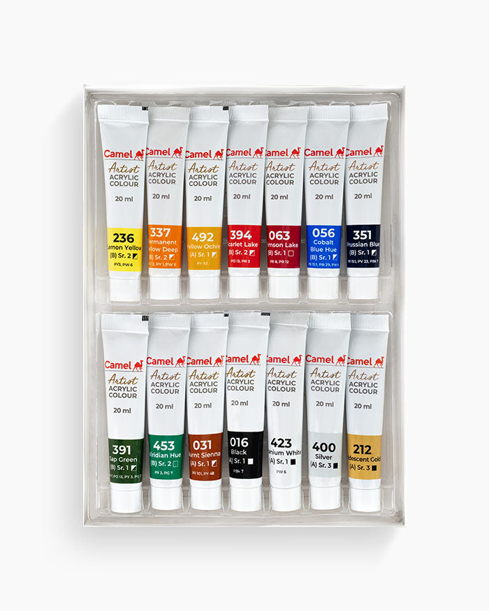 Camel Artist Acrylic Colours - 14 shades in 20 ml