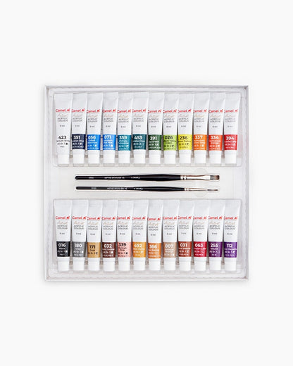 Camel Artist Acrylic Colours - 24 shades in 9 ml, 1 shade in 20 ml