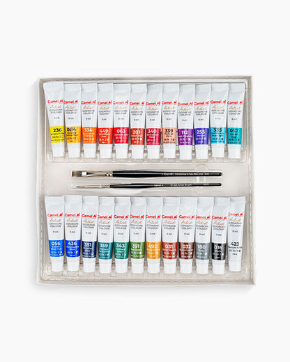 Camel Artist Gouache Colours - 24 Shades with Brushes