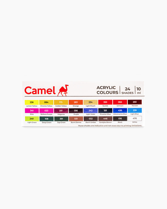 Camel Acrylic Colours - 24 shades in 10 ml