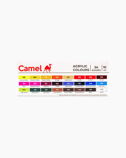 Camel Acrylic Colours - 24 shades in 10 ml