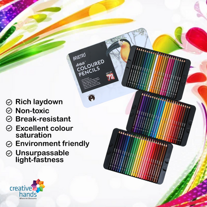 BRUSTRO Artists Colour Pencil | 6B, Set of 72 (in an Elegant tin Box)