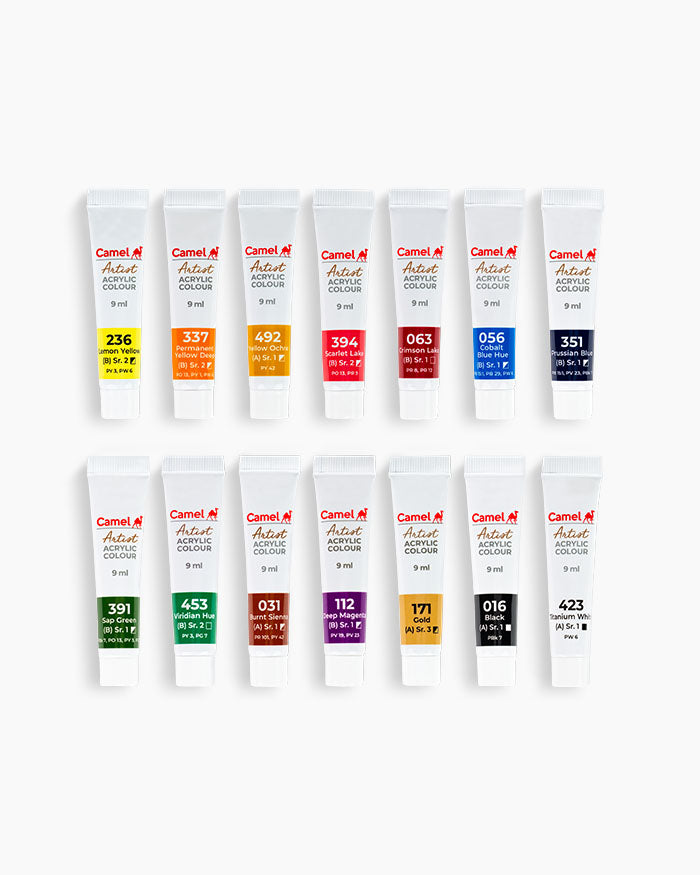 Camel Artist Acrylic Colours - 14 shades in 9 ml
