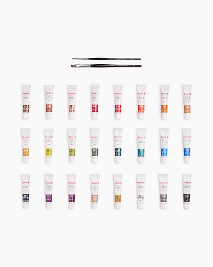 Camel Artist Acrylic Colours - 24 shades in 9 ml, 1 shade in 20 ml