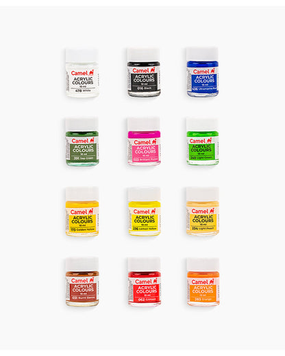 Camel Acrylic Colours - 12 shades in 10 ml