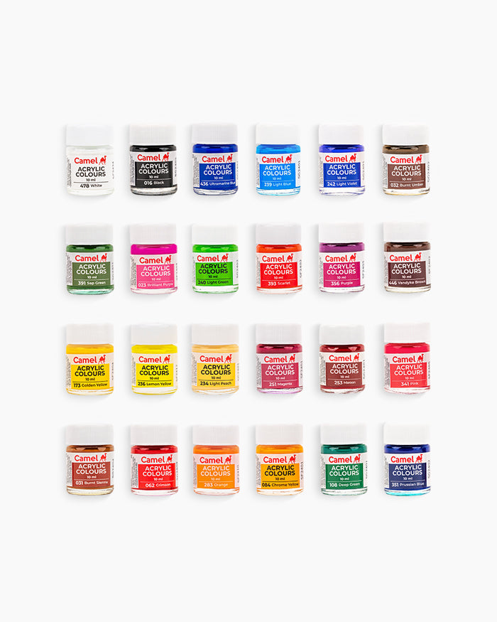 Camel Acrylic Colours - 24 shades in 10 ml