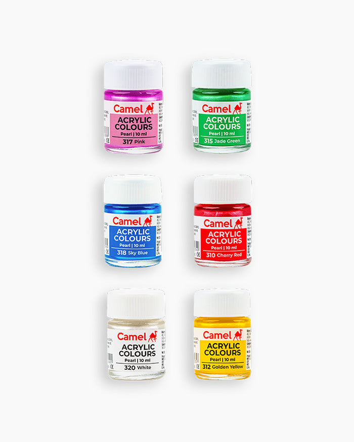 Camel Acrylic Colours - 6 shades in 10 ml, Pearl Range