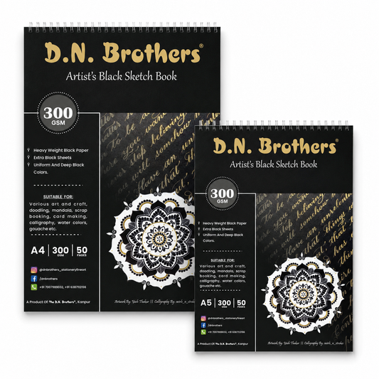 D.N. Brothers Artist's Black Sketch Book - 300 GSM