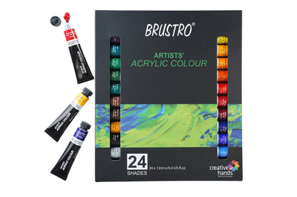 BRUSTRO Acrylic Paint colour set | Set of 24 Colours X 12ml Tubes