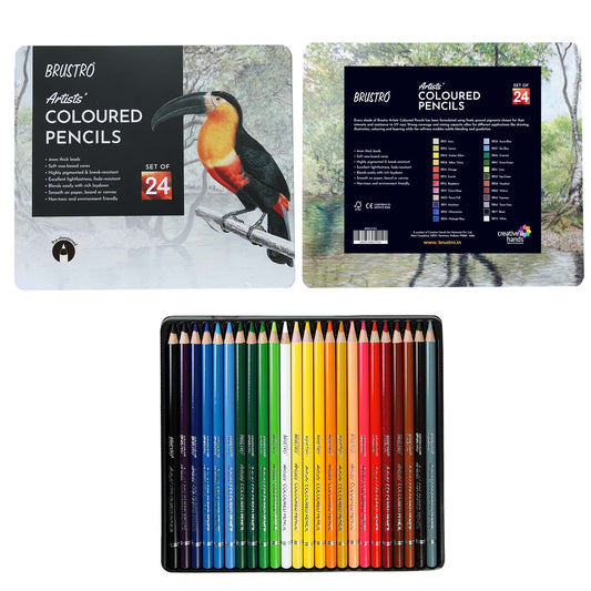 BRUSTRO Artists Colour Pencil | Set of 24 (in an Elegant tin Box)