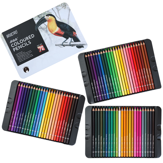 BRUSTRO Artists Colour Pencil | 6B, Set of 72 (in an Elegant tin Box)