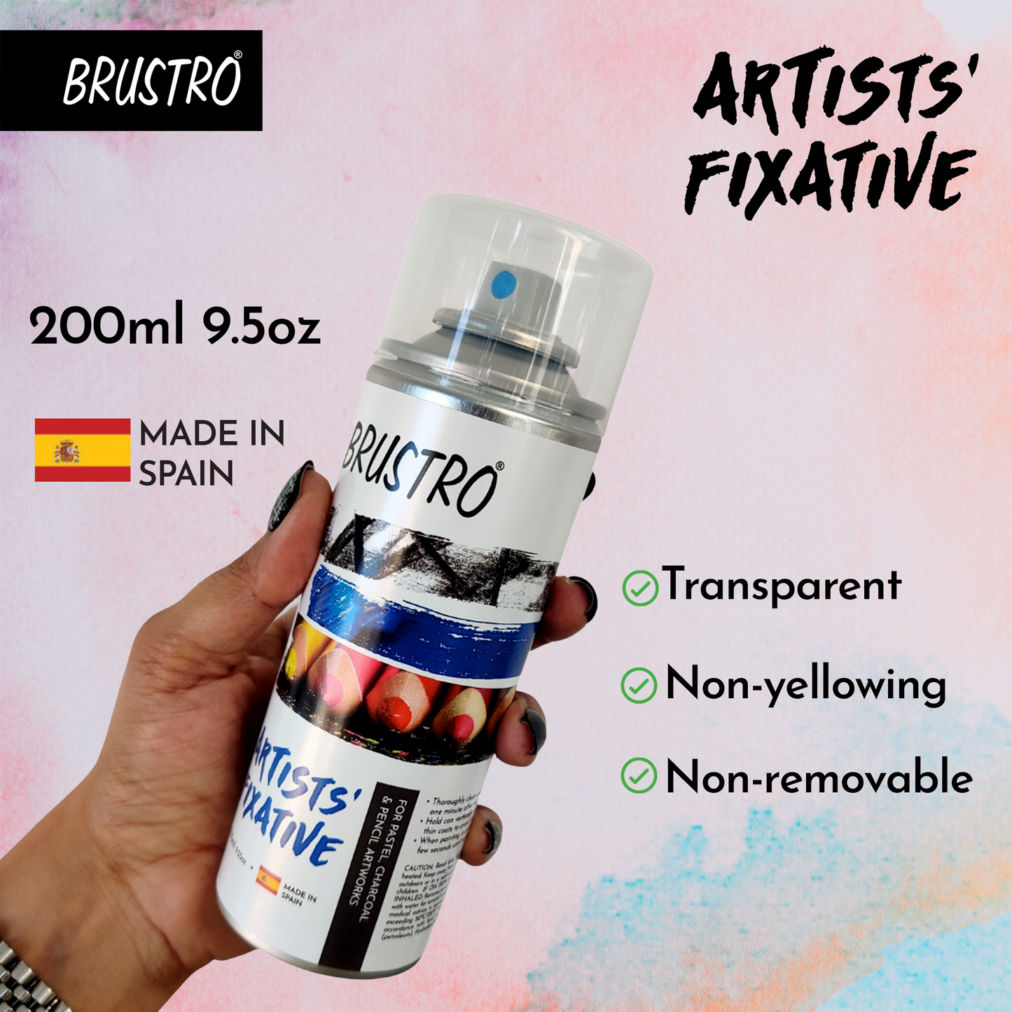 BRUSTRO Artist's Fixative Spray Can | 200ml | Transparent