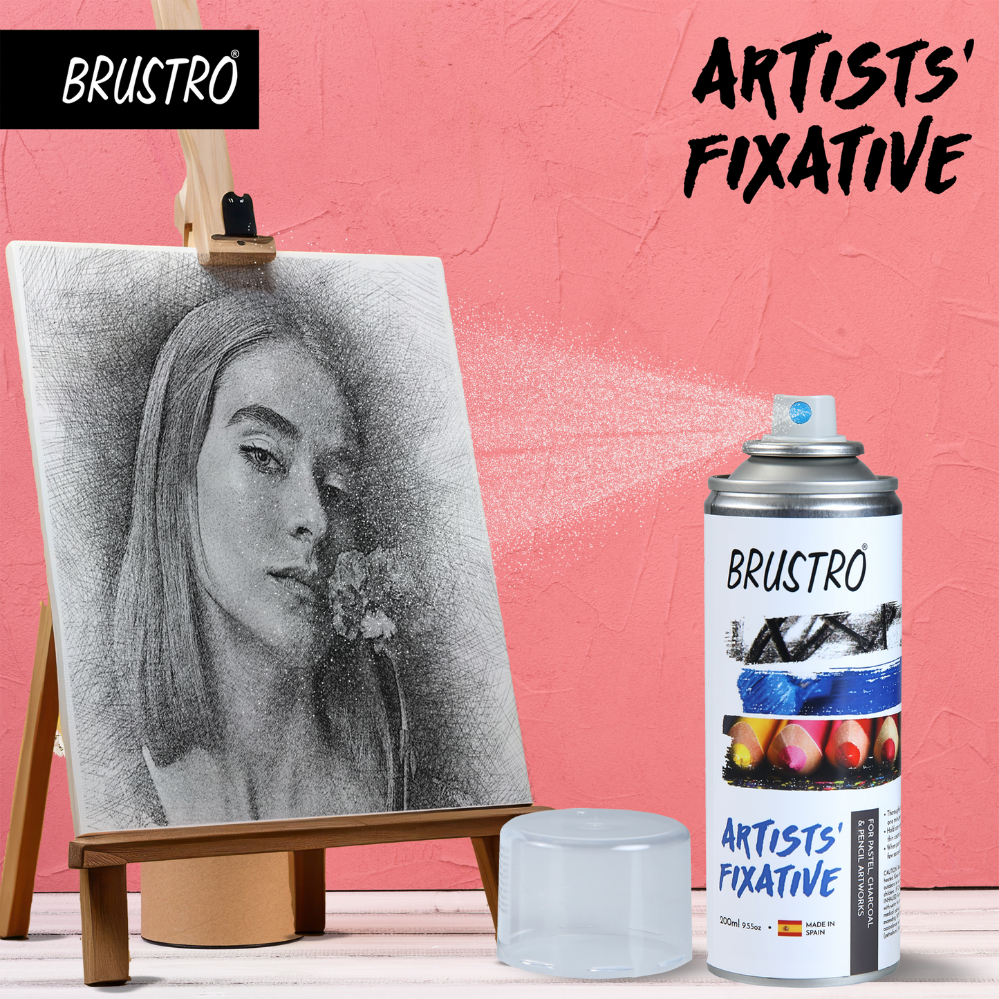 BRUSTRO Artist's Fixative Spray Can | 200ml | Transparent