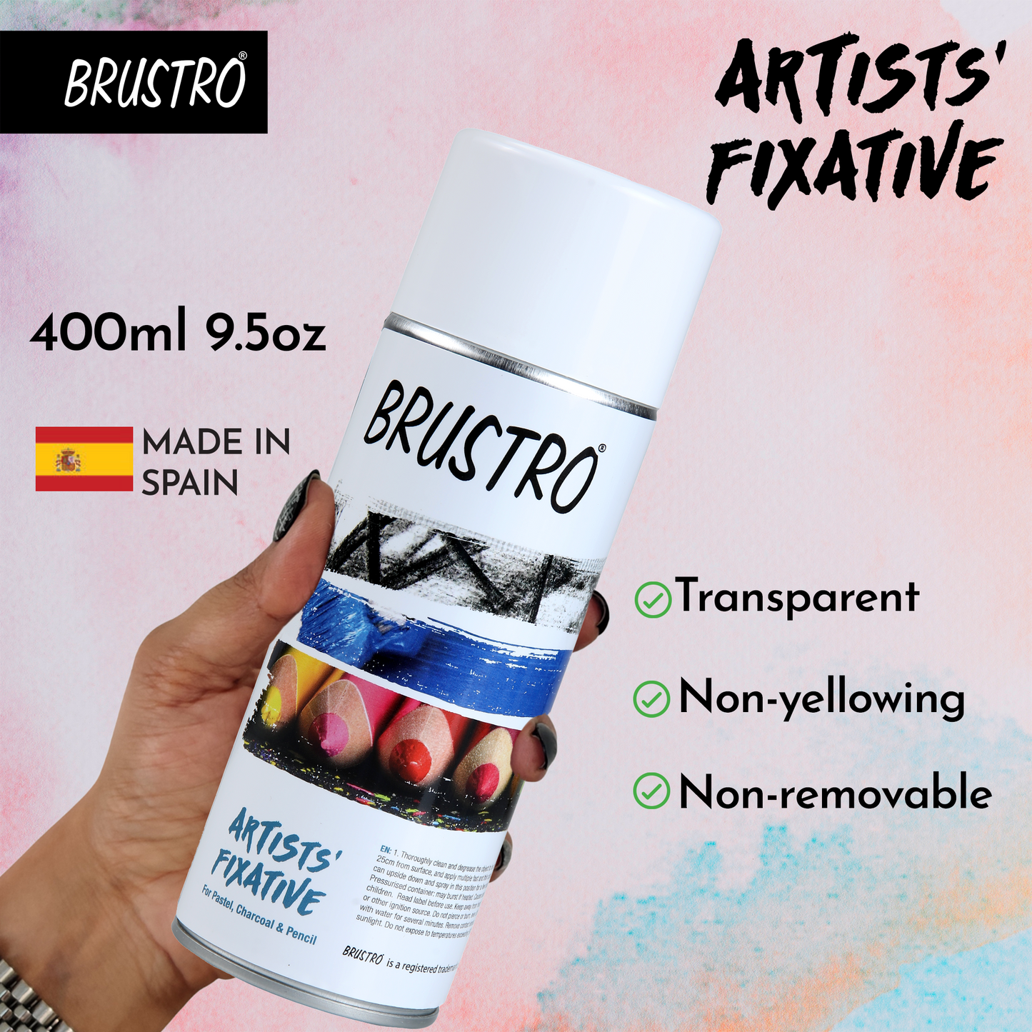 BRUSTRO Artist's Fixative Spray Can | 400ml | Transparent